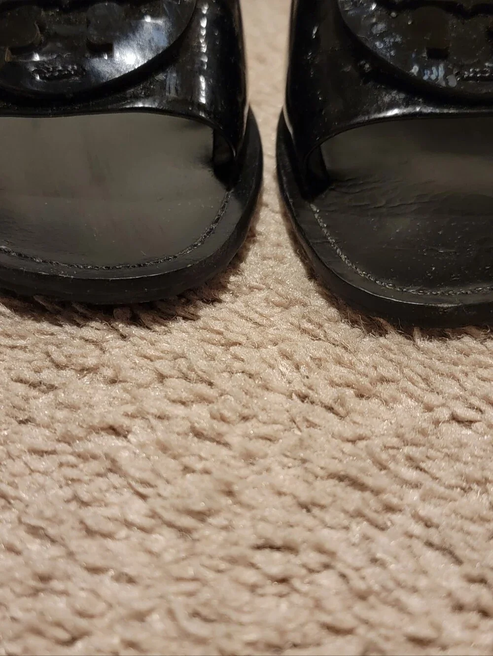 Tory Burch Aerin Black Patent Leather Heels Slides Mules Size 8